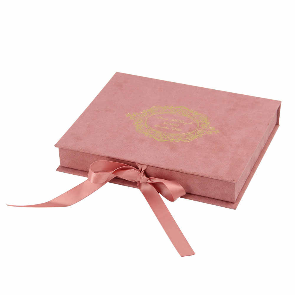 High End Unique pink Velvet Bridesmaid Acrylic Invitation Gift Box