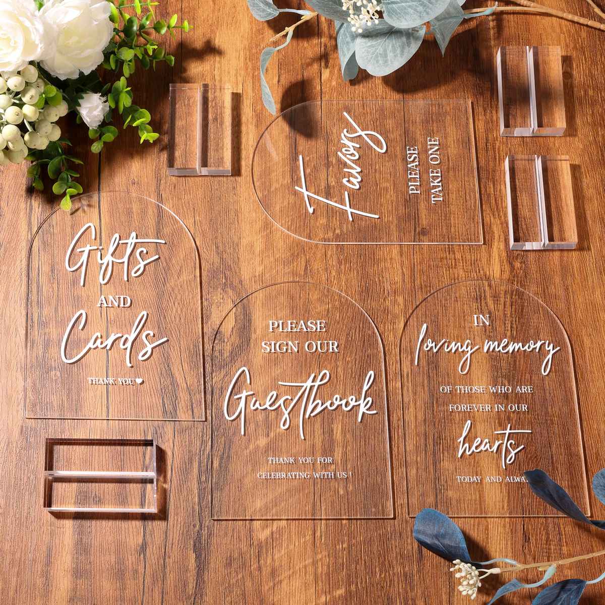Clear Acrylic Wedding Signs for Ceremony and Reception