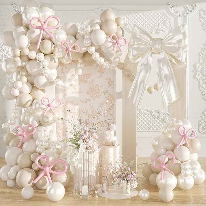 Pearl White Balloon Garland Arch for Wedding