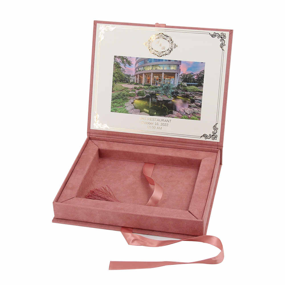 High End Unique pink Velvet Bridesmaid Acrylic Invitation Gift Box