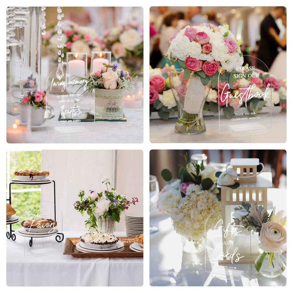 Clear Acrylic Wedding Signs for Ceremony and Reception