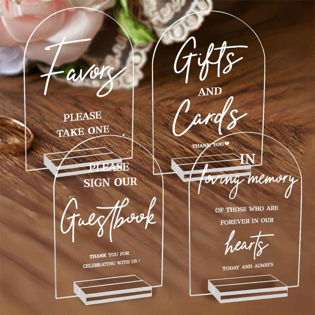Clear Acrylic Wedding Signs for Ceremony and Reception